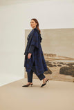 Women's Navy Blue Floral Patterned Poncho