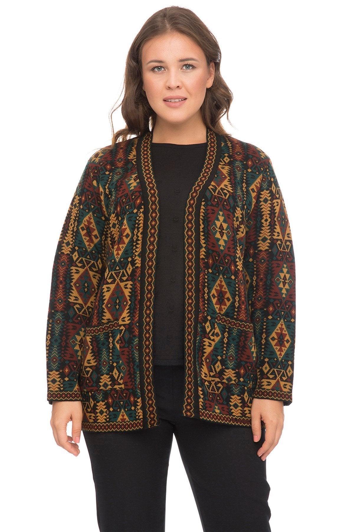 Kilim Pattern Hooded Poncho Secondary image