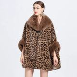 Coat With Faux Fur Hat Poncho