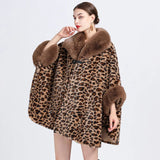 Coat With Faux Fur Hat Poncho