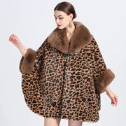 Coat With Faux Fur Hat Poncho