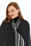 Women's Black Striped Spinning Shawl