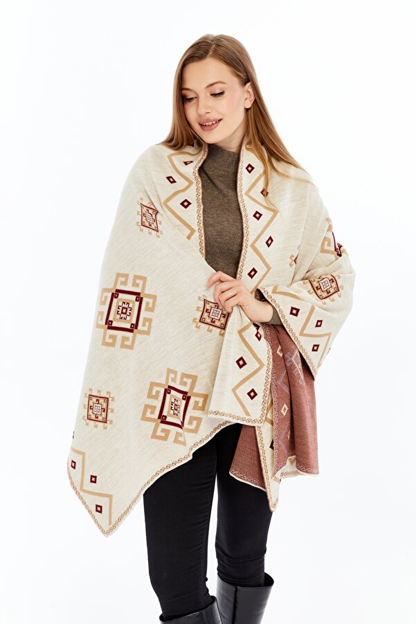 Women's Black Striped Spinning Shawl