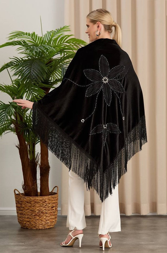 شال مخمل حرير تطريز يدوي Main image