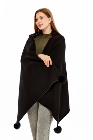 Women's Black Striped Spinning Shawl