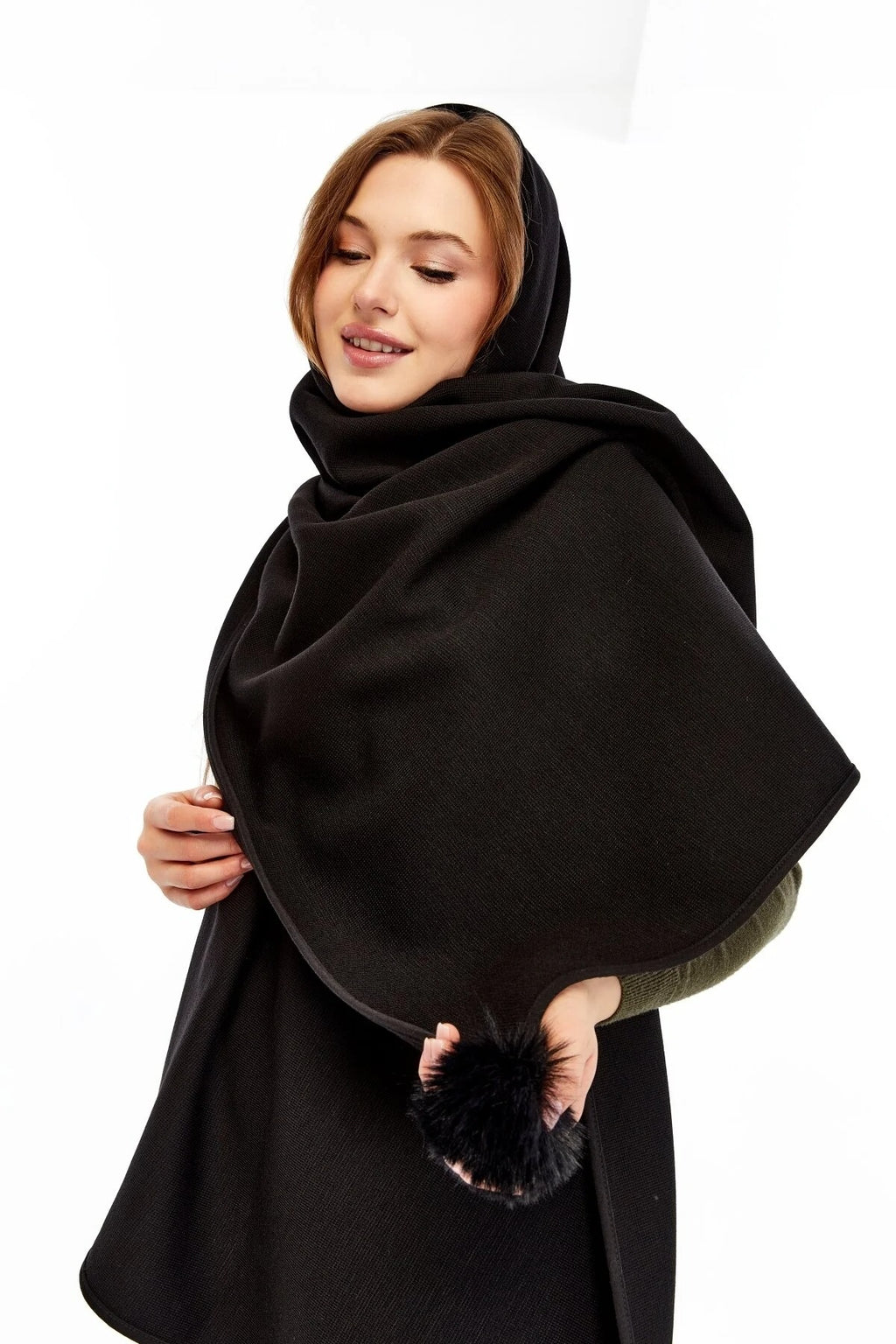 Women's Black Striped Spinning Shawl