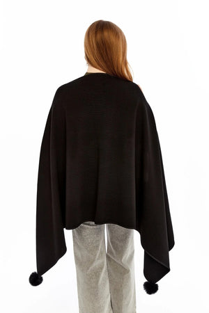 Women's Black Striped Spinning Shawl