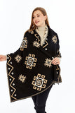 Women's Black Striped Spinning Shawl