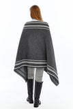 Women's Black Striped Spinning Shawl