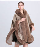 Coat With Faux Fur Hat Poncho