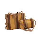 Set of 2, women's striped shoulder bag with a crossbody bag