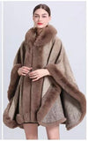 Coat With Faux Fur Hat Poncho