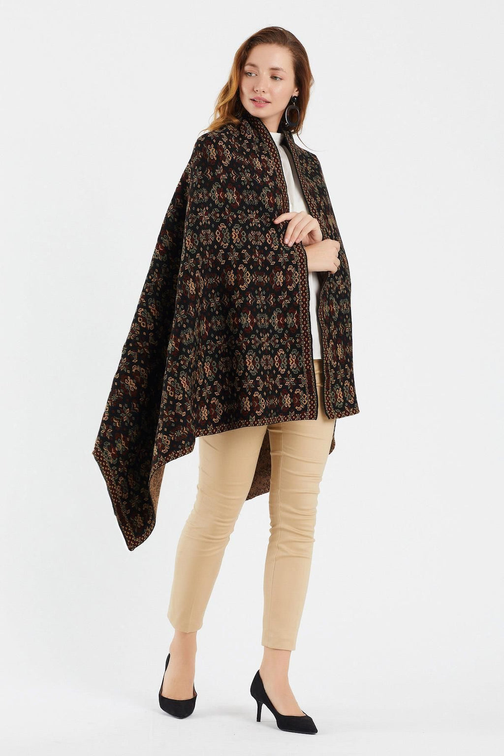 Women's Black Striped Shawl