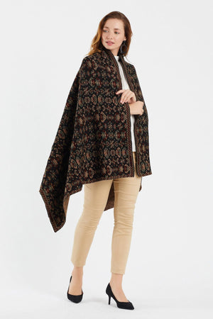 Women's Black Striped Shawl