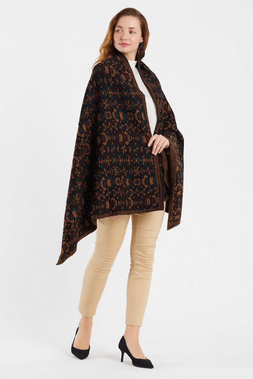 Women's Black Striped Shawl