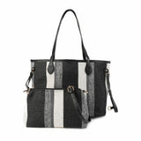 Set of 2, women's striped shoulder bag with a crossbody bag