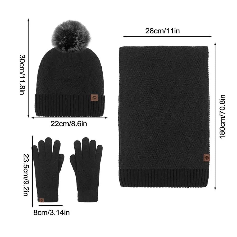 3pcs Winter Hat Scarf Glove Sets