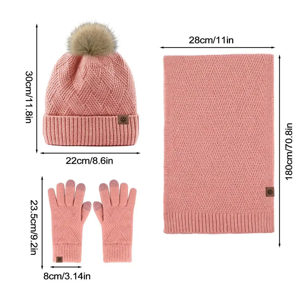 3pcs Winter Hat Scarf Glove Sets