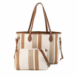 Set of 2, women's striped shoulder bag with a crossbody bag