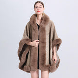 Coat With Faux Fur Hat Poncho