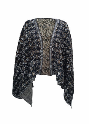 Women's Black Striped Spinning Shawl