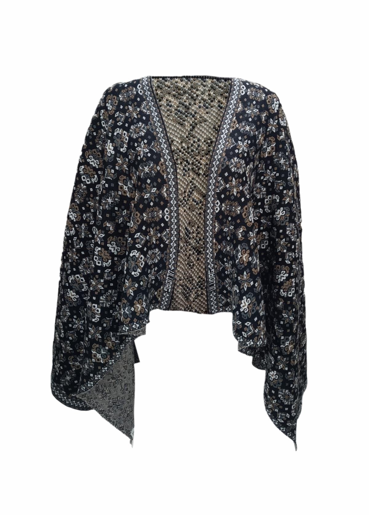 Women's Black Striped Spinning Shawl