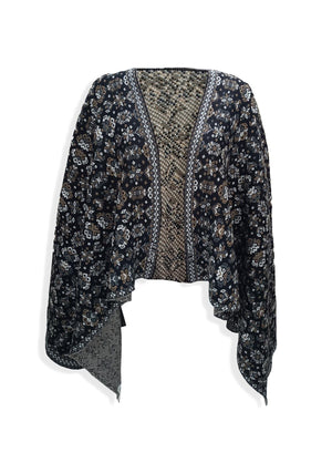 Women's Black Striped Shawl
