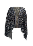 Women's Black Striped Spinning Shawl