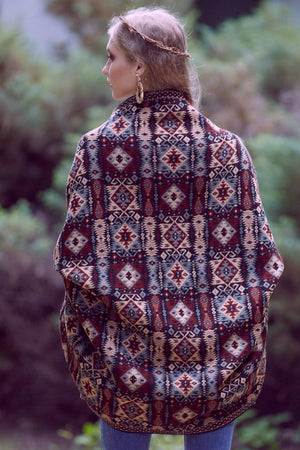 Women's Black Striped Spinning Shawl
