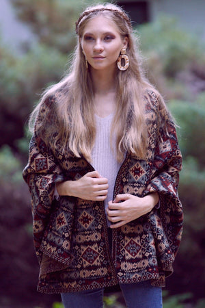 Women's Black Striped Spinning Shawl
