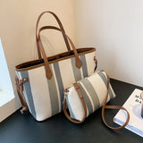 Set of 2, women's striped shoulder bag with a crossbody bag