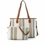 Set of 2, women's striped shoulder bag with a crossbody bag