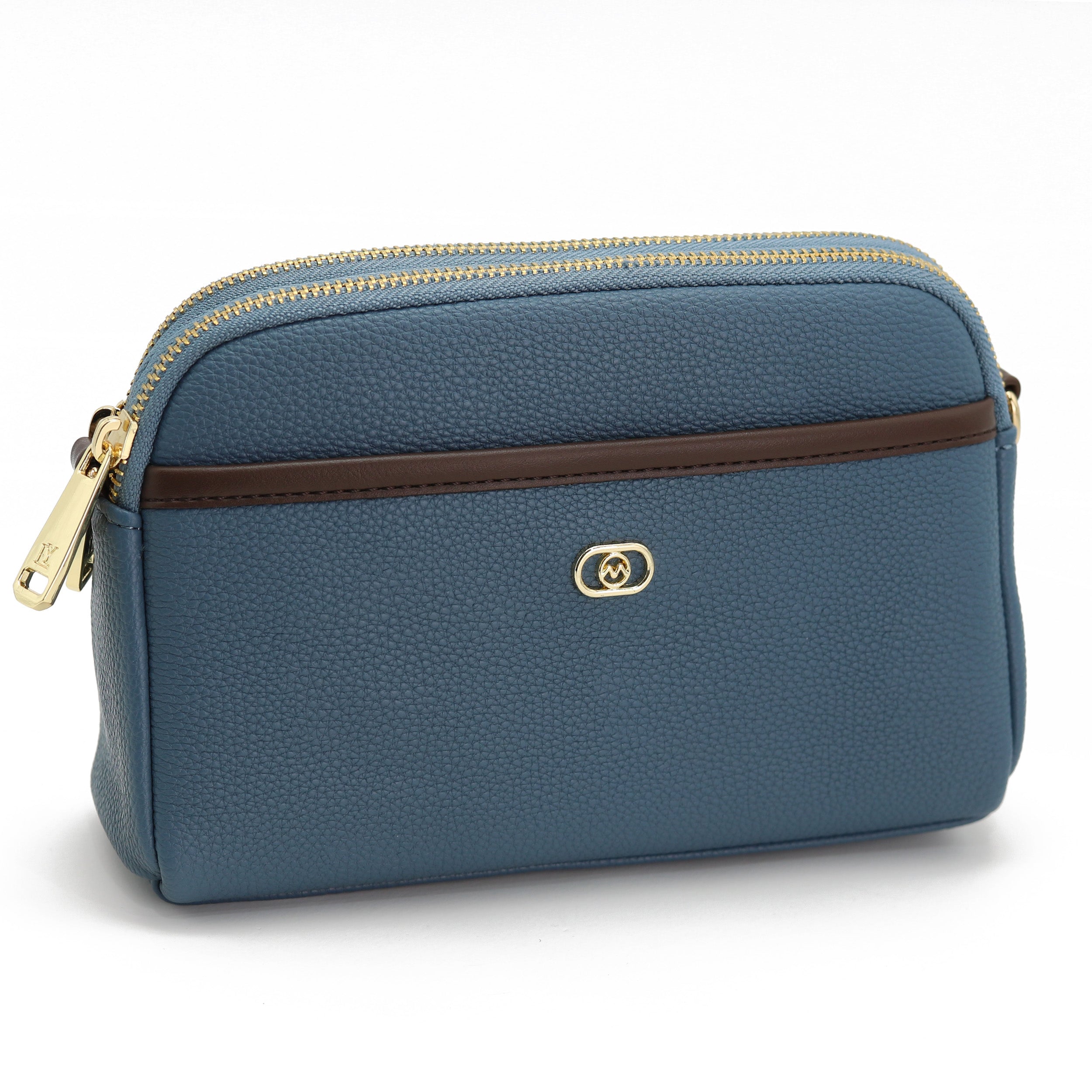 شنطة كروس بودي سادة بتصميم بروش ذهبي