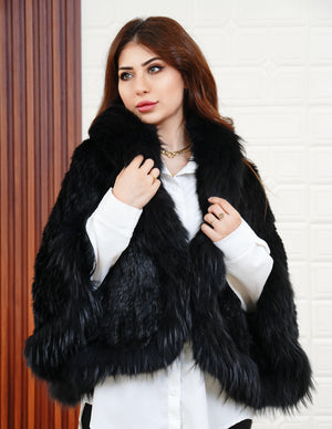fox fur cape - NOORAN ALMASSI - نوران ألماسي