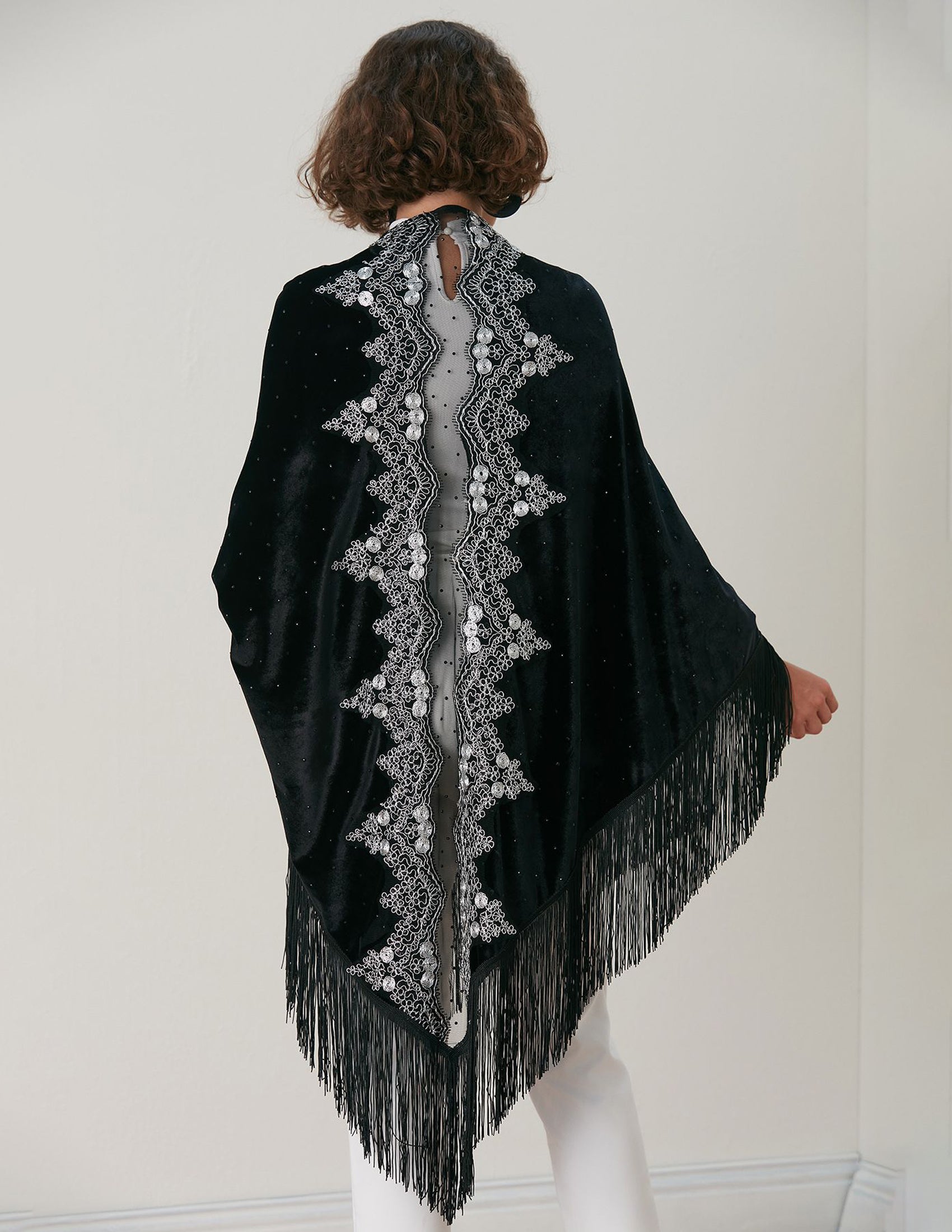 Silk Velvet Handmade Embossed Shawl