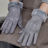 Wool Gloves Fur Cuff With Touch Screen Fingers